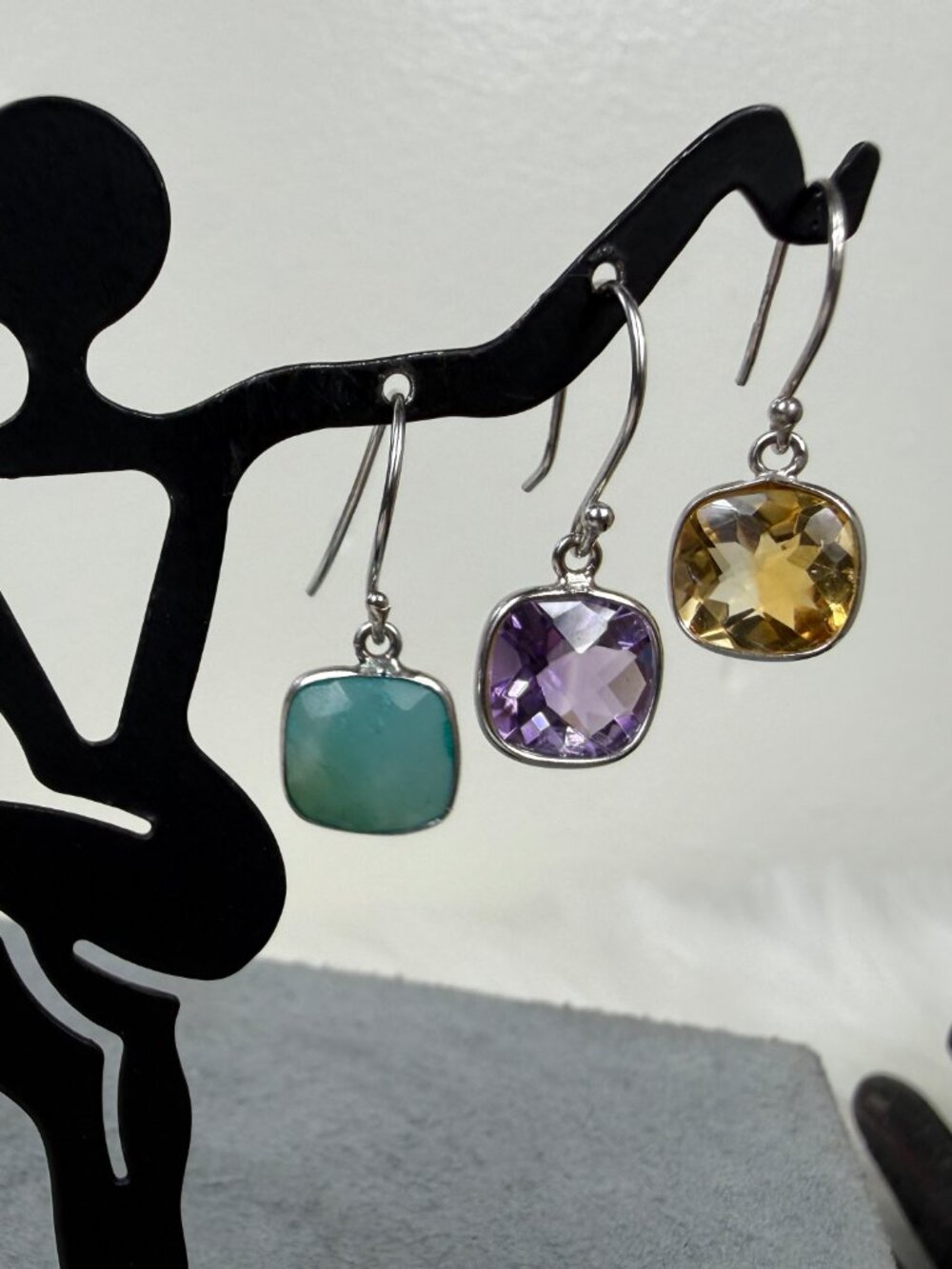 Six Sterling Silver Gemstone Pierced Earrings - Mismatched JTV - Picture 3 of 6